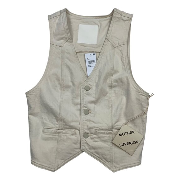 Mother Superior The Masked Rider Vest M Cream V-Neck Button Front Academia Fall - Picture 1 of 14